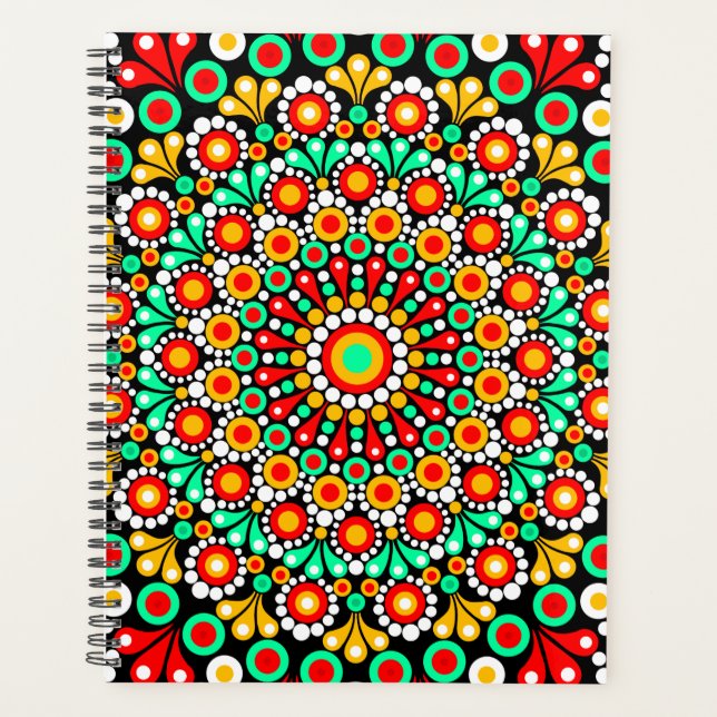 Farbenfrohes Mandala-Muster Planer Boho-Punkt  (Vorderseite)