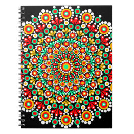 Farbenfrohes Mandala-Muster Spiralblock Boho-Punkt Notizblock