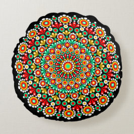 Farbenfrohes Mandala-Muster-Wurfkissen Boho-Punkt Rundes Kissen