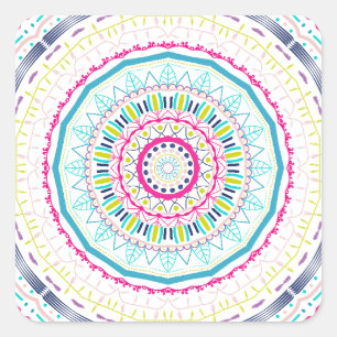 farbenfrohes Mandala Quadratischer Aufkleber