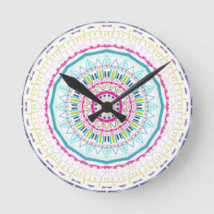 farbenfrohes Mandala Runde Wanduhr