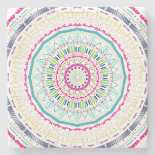 farbenfrohes Mandala Steinuntersetzer