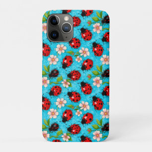 Farbenfrohes Marienkäfermuster mit Blumen Case-Mate iPhone Hülle