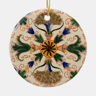 Farbenfrohes mediterranes vintage Blumenmuster Keramik Ornament