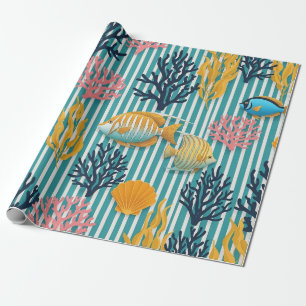 Farbenfrohes Meeresleben-Küstenmuster (12) Geschenkpapier