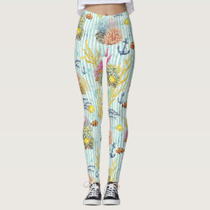 Farbenfrohes Meeresleben-Küstenmuster (8) Leggings