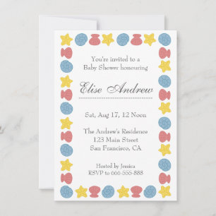 Farbenfrohes Meeresschalen-Muster-Baby Shower Einladung
