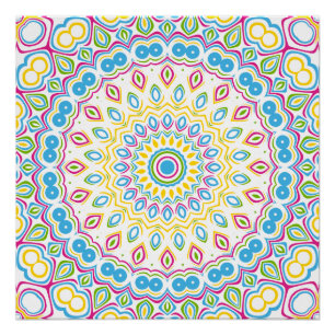 Farbenfrohes Mehrfarbiges Mandala-Muster Poster