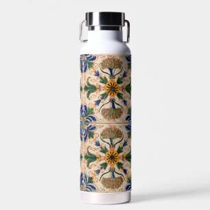 Farbenfrohes Mittelmeer-Retrobunt-Blumenmuster Trinkflasche