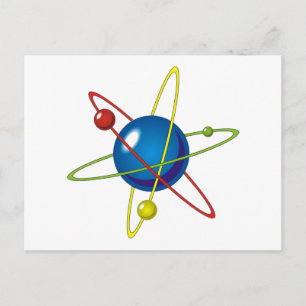 Farbenfrohes Modell des Atoms Postkarte