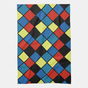 Farbenfrohes modernes diagonales Fliesenmuster Ver Geschirrtuch