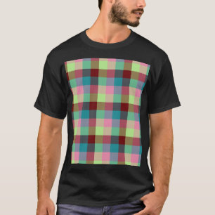 Farbenfrohes modernes geometrisches kariertes naht T-Shirt