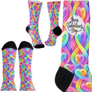 Farbenfrohes modernes Herzen-Muster Valentinstag Socken
