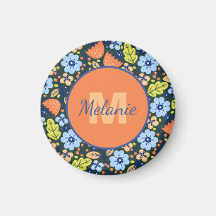 Farbenfrohes modernes hübsches Blumenmuster person Magnet
