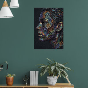 Farbenfrohes Mosaik Poster des Porträts einer afri