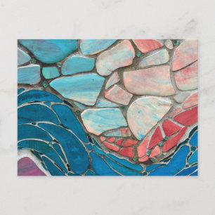 Farbenfrohes Mosaikmuster in Blau und Rosa Postkarte