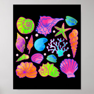 Farbenfrohes Muscheln- und Seestern-Design macht S Poster