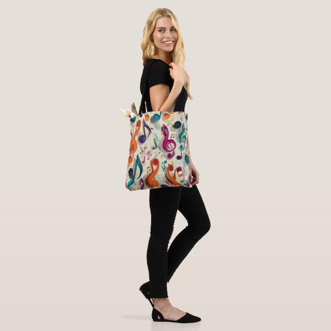 Farbenfrohes Musikmuster Tasche (Am Model)