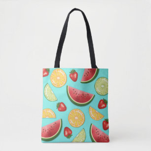 Farbenfrohes Muster aus Zitrus-Melone-Erdbeerfrüch Tasche