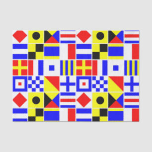 Farbenfrohes Muster von nautischen Signalflaggen Seidenpapier