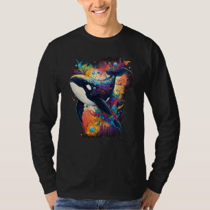 Farbenfrohes mystisches Orca-Wal-Beobachtung-Delfi T-Shirt