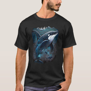 Farbenfrohes mystisches Orca-Wal-Beobachtung-Delfi T-Shirt