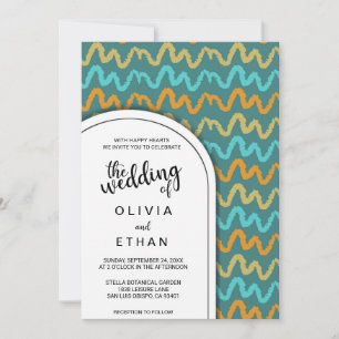 Farbenfrohes nahtloses Muster chic Hochzeitseinlad Einladung
