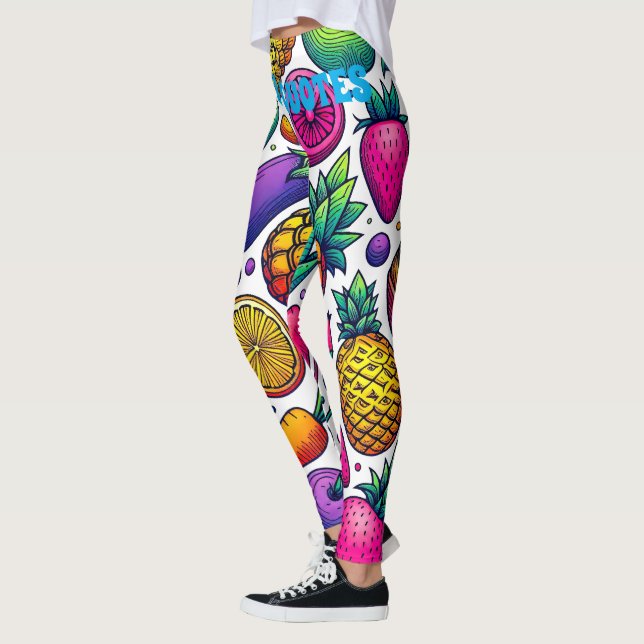 Farbenfrohes Obst- und Gemüsemuster  Leggings (Links)