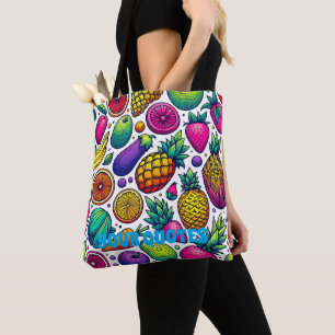 Farbenfrohes Obst- und Gemüsemuster Tasche