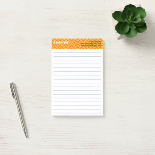 Farbenfrohes Orange Gelbes Chevron Schachbrettmust Post-it Klebezettel