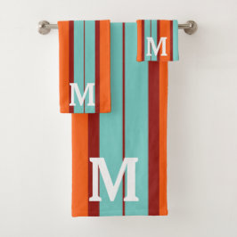 farbenfrohes orange & rot blau Anfangsmonogramm Badhandtuch Set