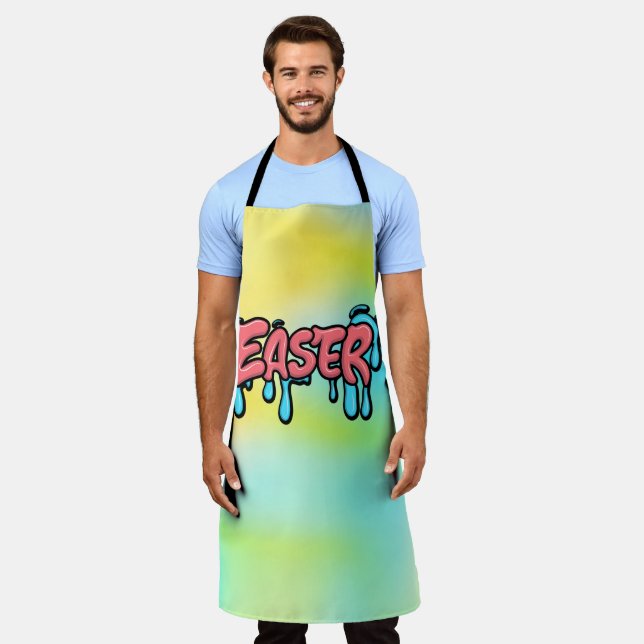 Farbenfrohes Ostern-Drip-Text-Graffiti-Style-Desig Schürze (Getragen)