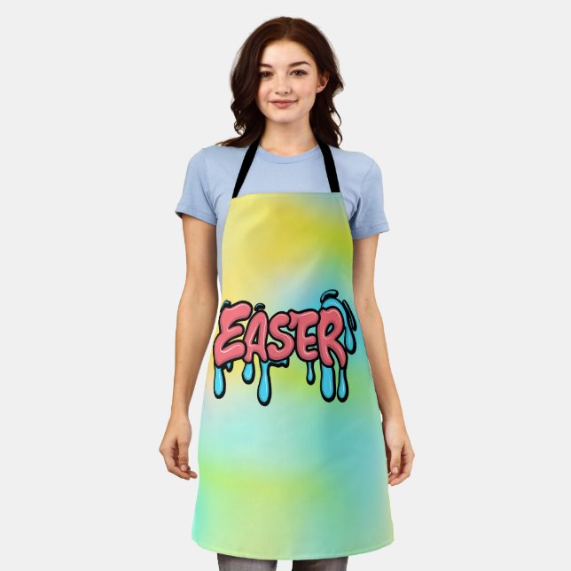 Farbenfrohes Ostern-Drip-Text-Graffiti-Style-Desig Schürze (Getragen)