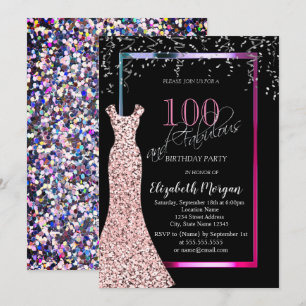 Farbenfrohes Pailletten Rose Gold Kleid 100. Gebur Einladung