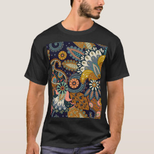 Farbenfrohes Paisley: Blumige indische Tapete. T-Shirt
