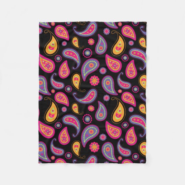 Farbenfrohes Paisley-Muster Fleecedecke (Vorderseite)