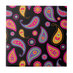 Farbenfrohes Paisley-Muster Fliese