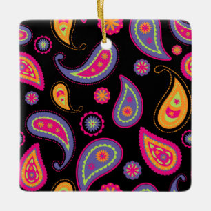 Farbenfrohes Paisley-Muster Keramikornament
