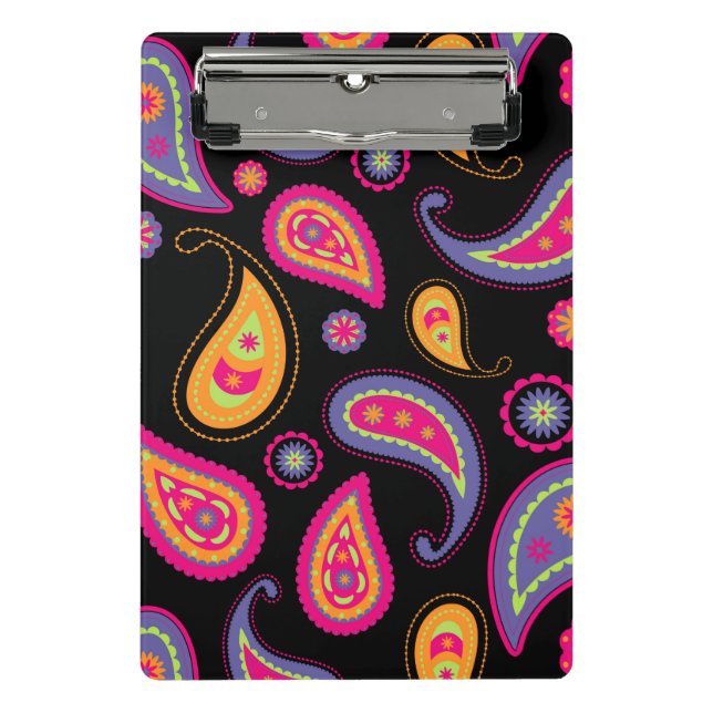 Farbenfrohes Paisley-Muster Mini Klemmbrett (Vorderseite)