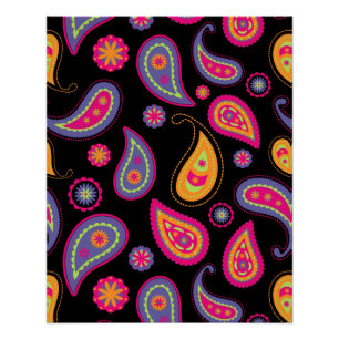 Farbenfrohes Paisley-Muster Poster