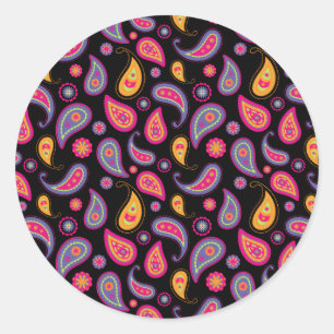 Farbenfrohes Paisley-Muster Runder Aufkleber