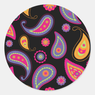 Farbenfrohes Paisley-Muster Runder Aufkleber