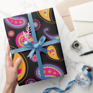 Farbenfrohes Paisley-Nahtlosmuster Geschenkpapier