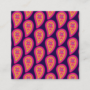 Farbenfrohes Paisley Quadratische Visitenkarte