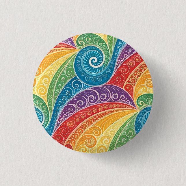 Farbenfrohes Paisley-Swirbelmuster Button (Vorderseite)
