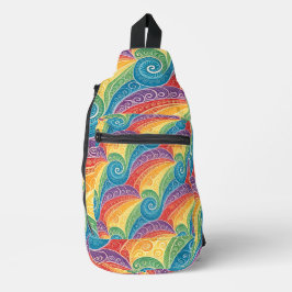 Farbenfrohes Paisley-Swirbelmuster Crossbody Bag