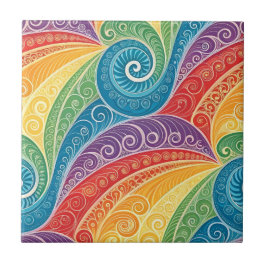 Farbenfrohes Paisley-Swirbelmuster Fliese