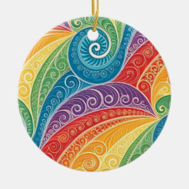 Farbenfrohes Paisley-Swirbelmuster Keramik Ornament