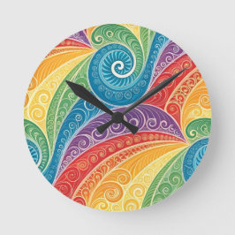 Farbenfrohes Paisley-Swirbelmuster Runde Wanduhr