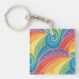 Farbenfrohes Paisley-Swirbelmuster Schlüsselanhänger